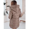 Tmavobéžová dámska prešívaná zimná bunda s kapucňou (Veľkosť S)