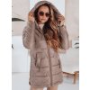 Tmavobéžová dámska prešívaná zimná bunda s kapucňou (Veľkosť S)