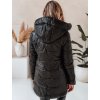 Čierna dámska prešívaná zimná bunda s kapucňou