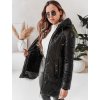 Čierna dámska prešívaná zimná bunda s kapucňou