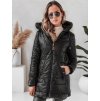Čierna dámska prešívaná zimná bunda s kapucňou