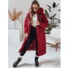 Vínový dámsky dlhý zateplený kabát COZYSEASON