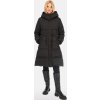 Čierna dámska páperová bunda s ozdobnými sťahovacími šnúrkami