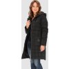 Čierna dámska zateplená prešívaná bunda s kapucňou
