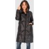 Čierna dámska páperová prešívaná bunda s kapucňou