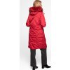 Červený dámsky dlhý zimný prešívaný kabát