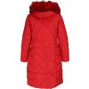 Červený dámsky dlhý zimný prešívaný kabát