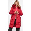 Červený dámsky dlhý zimný prešívaný kabát