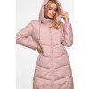 Ružová dámska zimná prešívaná bunda s kapucňou