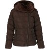 Čokoládovo hnedá dámska prešívaná bunda s teplou kapucňou
