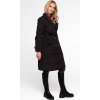 Čierny dámsky prešívaný zimný kabát s golierom