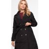 Čierny dámsky prešívaný zimný kabát s golierom