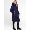 Tmavomodrá dámska dlhá prešívaná bunda