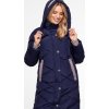 Tmavomodrá dámska dlhá prešívaná bunda