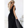 Čierne dlhé večerné trblietavé šaty s hlbokým výstrihom