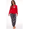 Cornette Červeno-modré dlhé dámske vianočné pyžamo Teddy