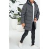 Sivá pánska zimná prešívaná bunda s kapucňou