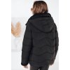 Čierna dámska zimná prešívaná bunda WARMMISS s kožušinovým golierom