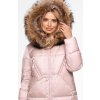 Svetloružová dámska zimná páperová bunda s prešívaním