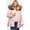 Svetloružová dámska zimná páperová bunda s prešívaním