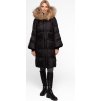 Čierna dámska páperová bunda s prírodnou kožušinou