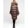Hnedá dámska páperová bunda s prírodnou kožušinou