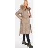 Béžový dámsky páperový prešívaný kabát s pásikom