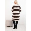 Hnedo-smotanové dámske pruhované svetrové šaty s viskózou