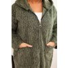 Khaki dámsky viskózový Plus Size kabát na zips s kapucňou