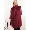 Vínový dámsky viskózový Plus Size kabát na zips s kapucňou