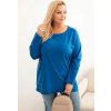 Modrá plus size blúzka s okrúhlym výstrihom