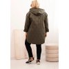 Khaki dámska plus size prešívaná bunda s kapucňou