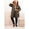 Khaki dámska plus size prešívaná bunda s kapucňou