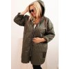 Khaki dámska plus size prešívaná bunda s kapucňou