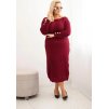 Vínové dámske Plus Size pletené šaty s mohérom (Veľkosť ONE SIZE)