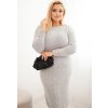 Sivé dámske Plus Size pletené šaty s mohérom