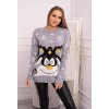 Sivý dámsky vianočný sveter s motívom soba