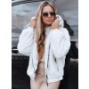 Biela dámska kožušinová bunda s kapucňou