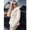 Krémová dámska koženková bunda s kožúškom