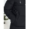 Čierna pánska dlhá zimná prešívaná bunda s odnímateľnou kapucňou