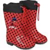 Červené dievčenské gumáky Miraculous Ladybug s bodkami