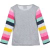 Paw Patrol sivé dievčenské tričko s farebnými pruhovanými rukávmi