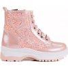 Ružové dievčenské členkové topánky s trblietkami (Veľkosť 26)