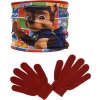 Červená chlapčenská sada nákrčníku a rukavíc Paw Patrol