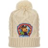 Pletená čiapka s brmbolcom Labková patrola - smotanová