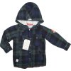 Chlapčenská károvaná modro-zelená košeľa s kapucňou