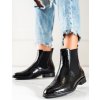 Čierne dámske lakované členkové topánky (Veľkosť 36)