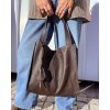 MAZZINI Tmavohnedá dámska kožená shopper kabelka
