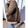 MAZZINI Tmavohnedá dámska kožená shopper kabelka