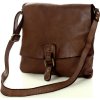 MARCO MAZZINI Kožená crossbody kabelka - čokoládovo hnedá